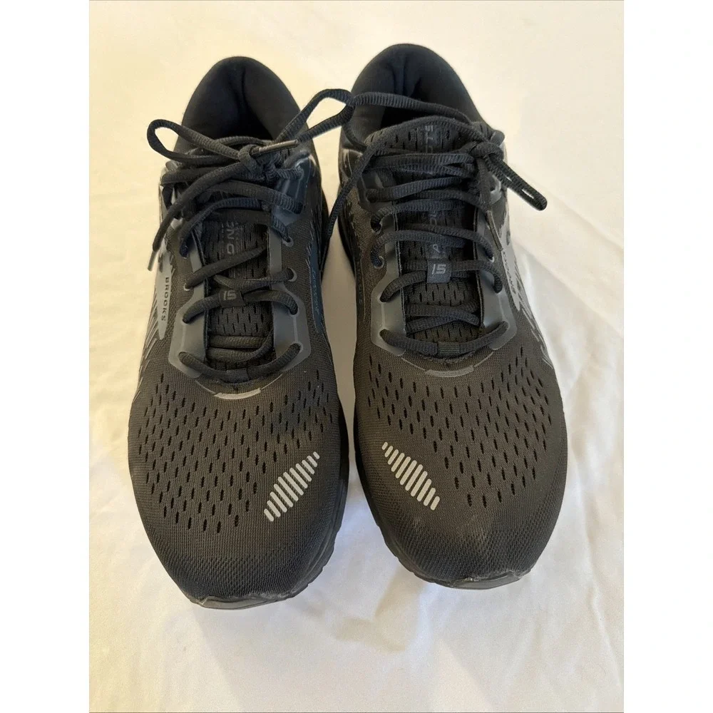 Brooks Addiction GTS 15 Triple Black Mens Size 14 Walking Running Shoes Sneakers